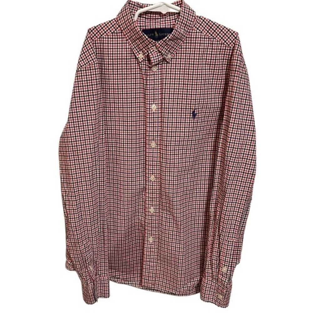 Big Boys Ralph Lauren Long Sleeve Button Down Shirt
Large 14/16 Navy and Red - Picture 3 of 6